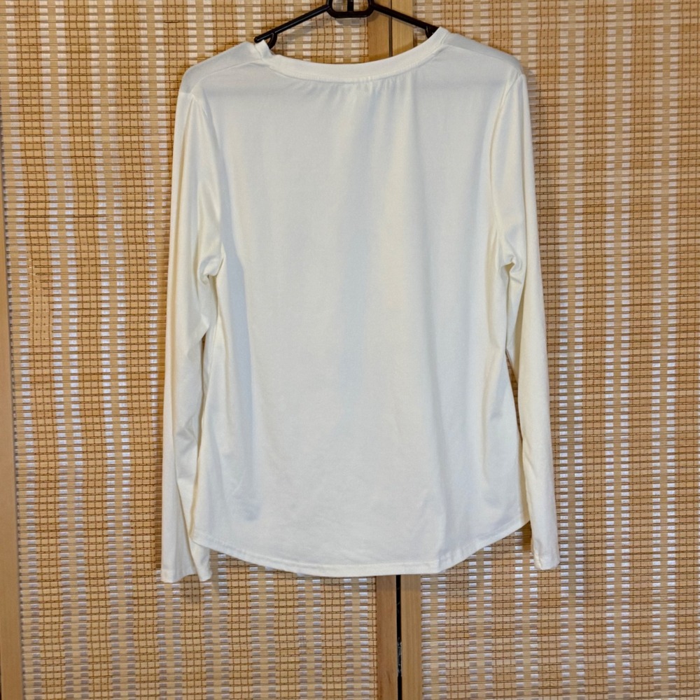 Just Be Womens Wild and‎ Free Graphic Tee Cream Silver Metallic Long Sleeve L - Picture 2 of 7